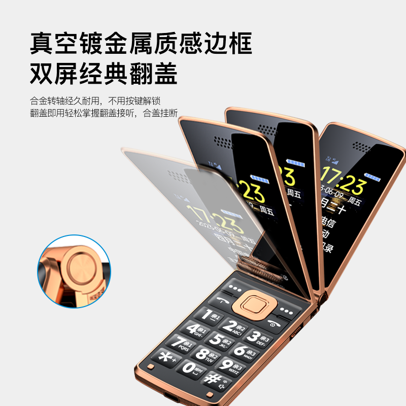 红色 4g全网通翻盖老人机超长待机定位 大字大声老人老年手机 商务