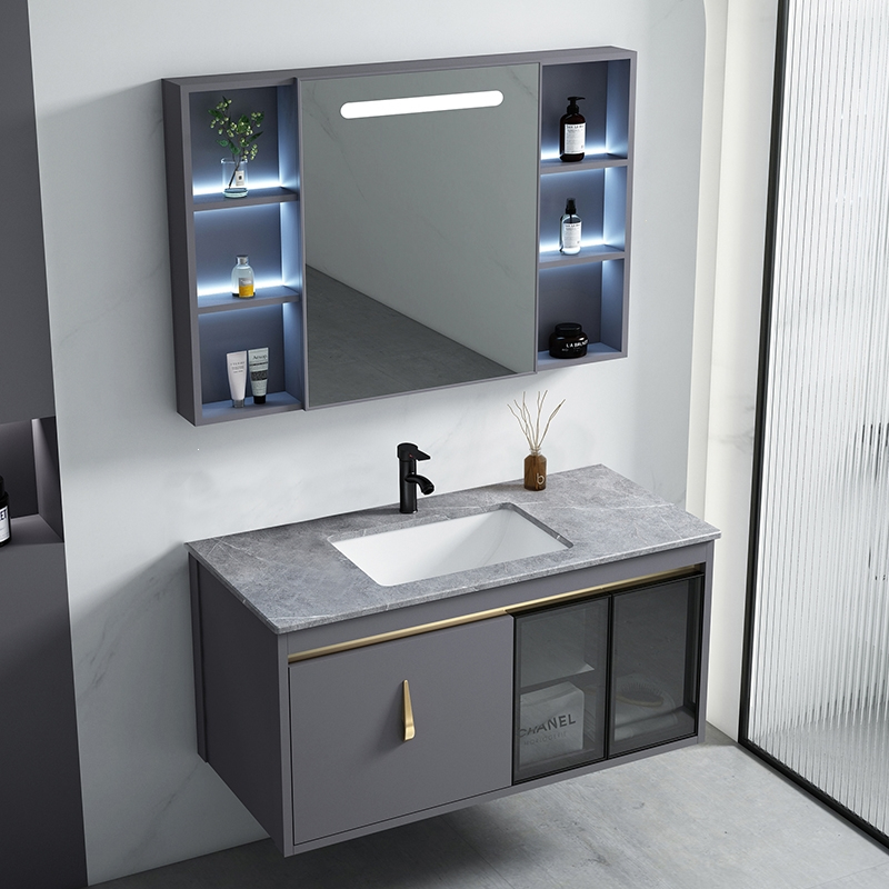 之画太空铝浴室柜岩板洗手盆柜组合卫生间洗漱台洗脸盆洗漱台一体台盆