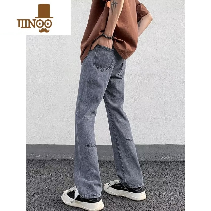 YANXU美式高街vibe牛仔裤男ins潮牌复古裤子男款修身直筒休闲阔腿长裤高清大图