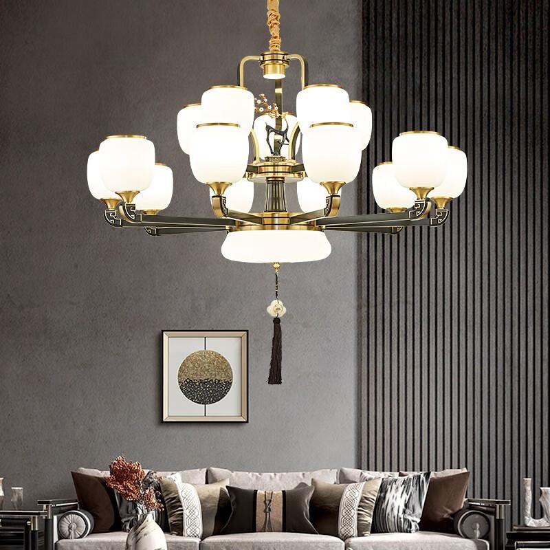 觅物新中式全铜吊灯客厅灯餐厅别墅大厅轻奢中山灯具大气新款禅意茶室