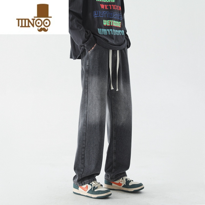 YANXU牛仔裤男夏季薄款宽松直筒裤子男生美式潮牌百搭休闲阔腿长裤高清大图