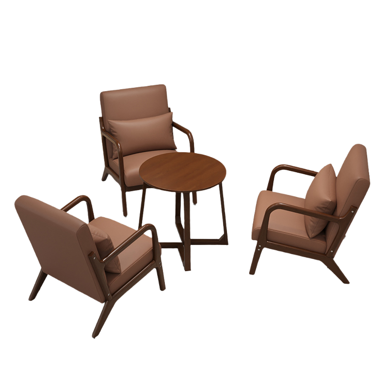 智叶舟休闲沙发组合单人位*3+小圆桌套高清大图