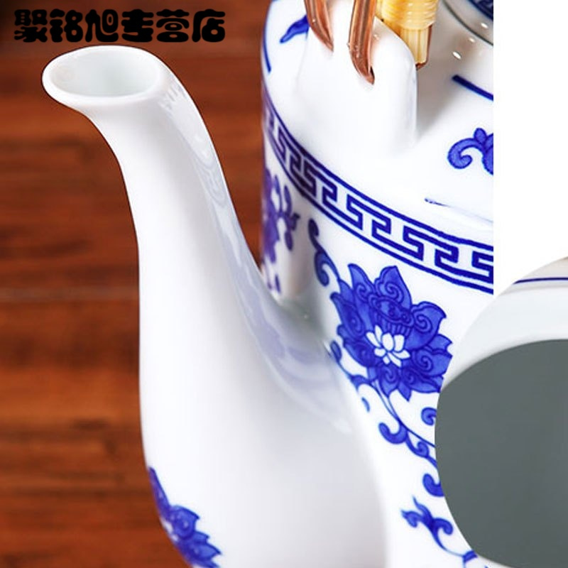 青花陶瓷水壶家用提梁壶泡茶壶瓷器冷水壶凉水壶生活日用家居器皿水具水杯创意简约陶瓷