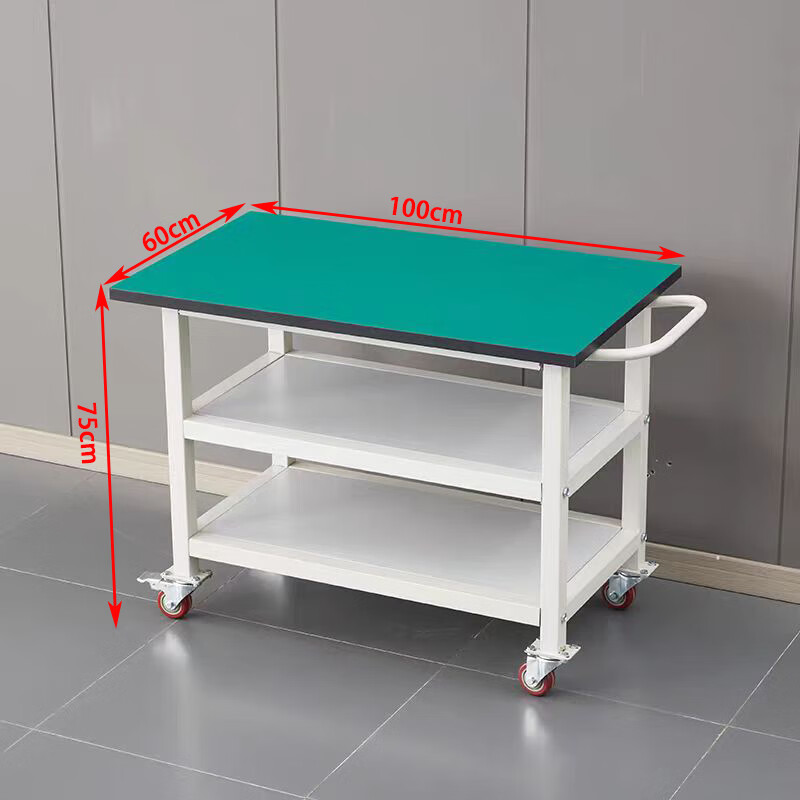 戴劲三层周转车物料车防静电工作台可移动桌操作台小推车100*60*75cm高清大图