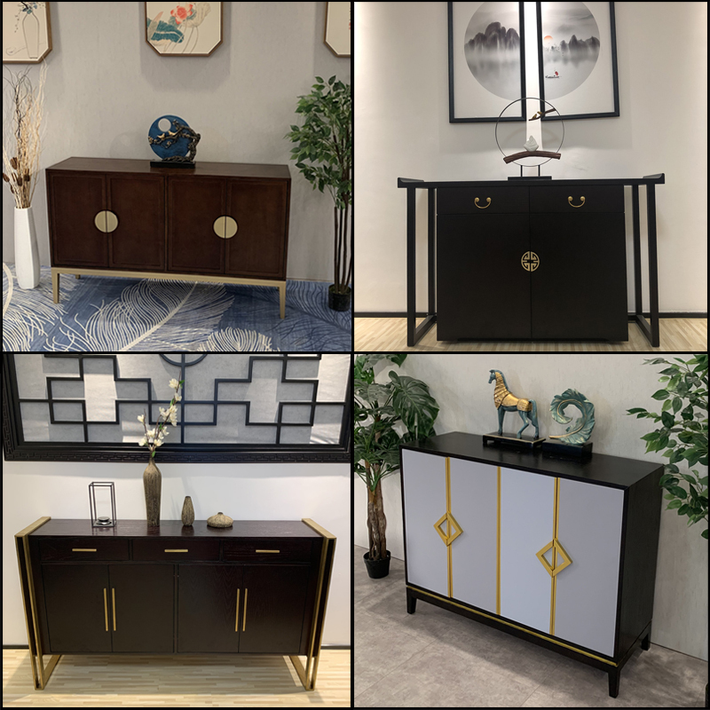 现代简约新中式实木玄关柜客厅隔断柜入户装饰柜酒店玄关桌餐边柜定制