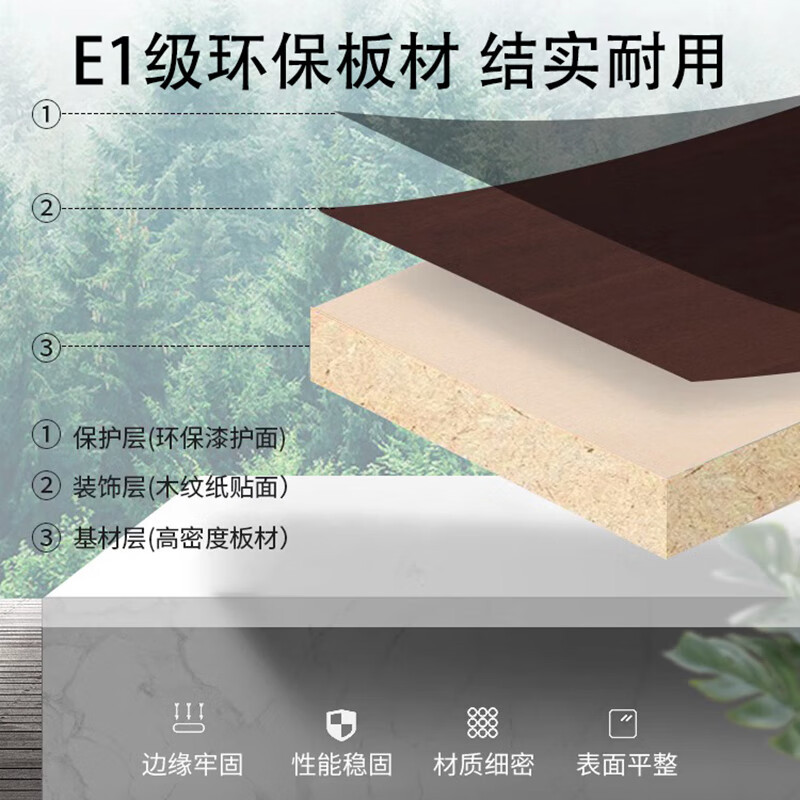 创世人 办公桌电脑桌油漆桌办公室经典职员桌写字台中间抽屉红棕色1.2米高清大图