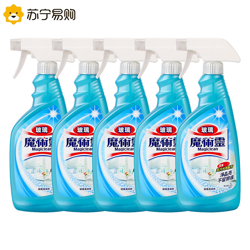 花王KAO魔术灵玻璃清洁剂柠檬香500ml玻璃水去污防尘擦拭无痕喷雾5瓶装