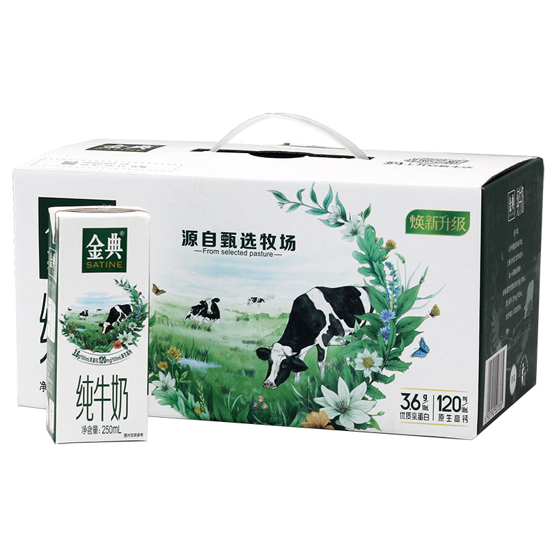 新日期伊利金典纯牛奶12盒250ml整箱礼盒早餐成人补钙奶儿童奶牛奶