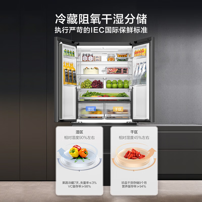 海尔(Haier)510升法式多门超薄零嵌冰箱 全空间保鲜科技BCD-510WGHFD1BXZU1高清大图