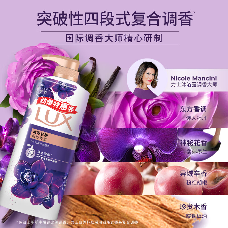 力士(LUX)精油香氛沐浴露套装 幽莲魅肤680gX2 香味持久 依兰香高清大图