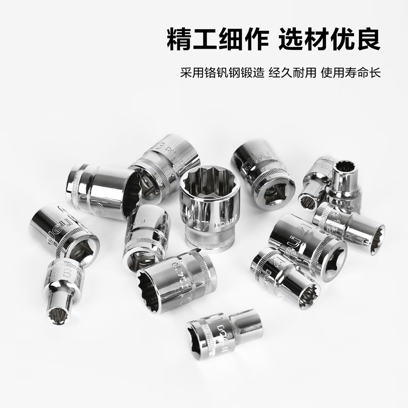 得力(终保)12.5mm系列十二角套筒(银)8mm[DQ4108]高清大图
