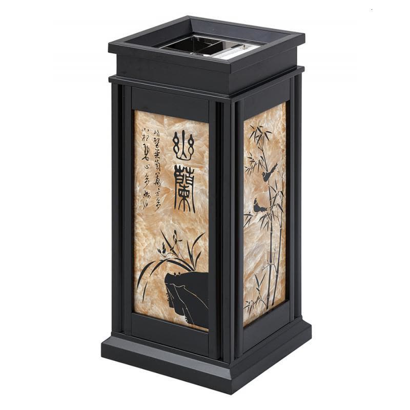 中式垃圾桶创意仿古烟灰桶酒店大堂电梯口立式带烟灰缸果皮箱图片