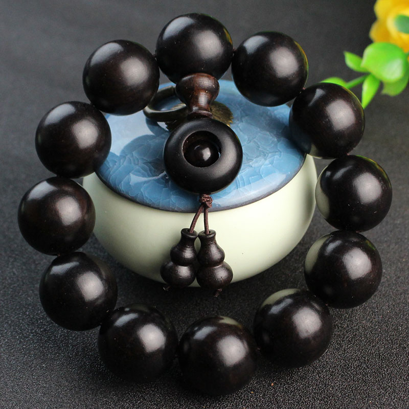 天然黑檀手串檀香乌木佛珠手链黑黄檀紫光檀男女饰品一件代发送女朋友老婆情人节七夕生日礼物