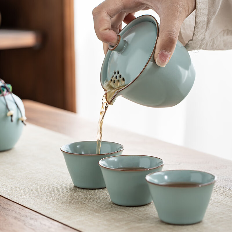 金镶玉 T&T冰魂汝纹旅行茶具套装高清大图