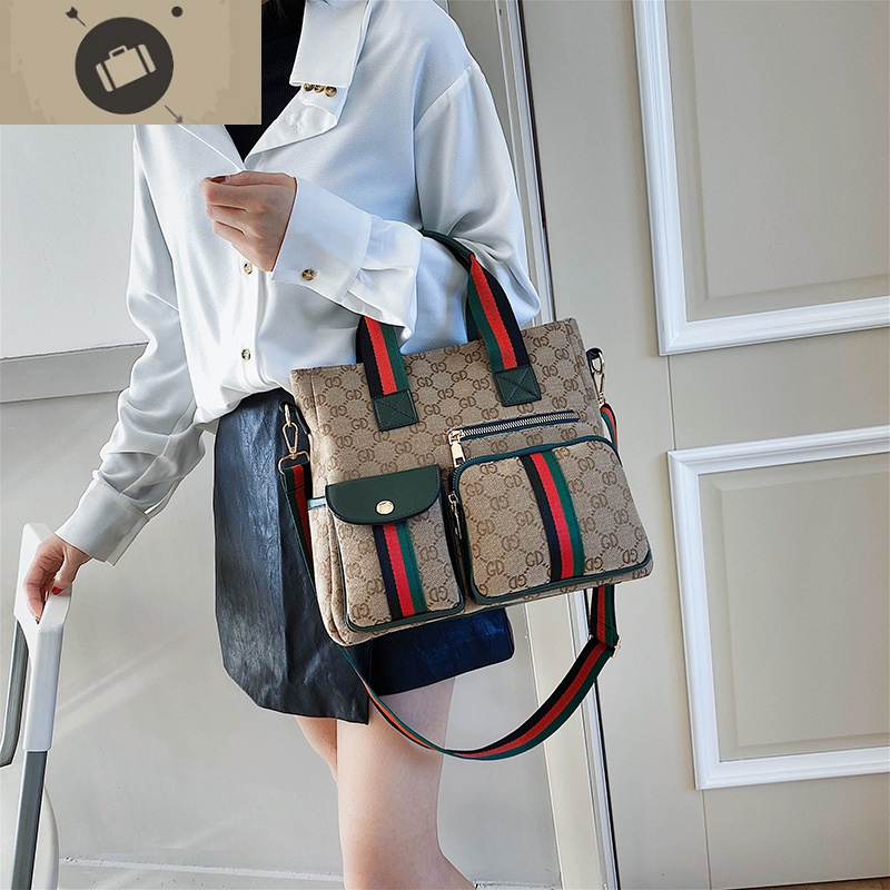 2020新款女包手提包休闲百搭单肩斜挎包包托特包大容量通勤帆布包艾狄