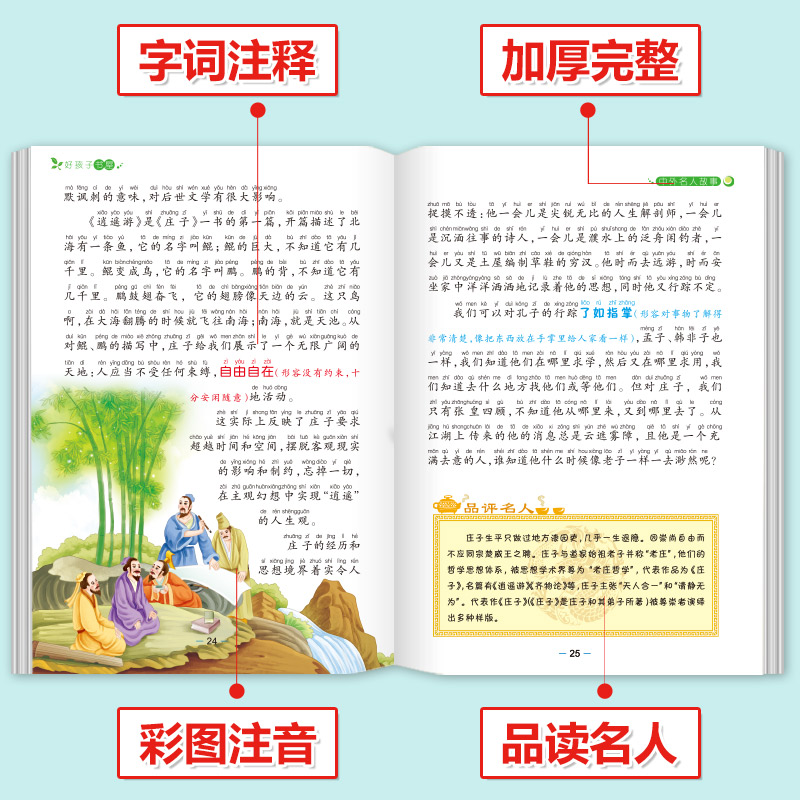 [彩图注音]365夜故事 [正版]好孩子书屋系列 中外名人故事注音版 小学生版 名人成才励志故事经典 一年级二年级三年级高清大图