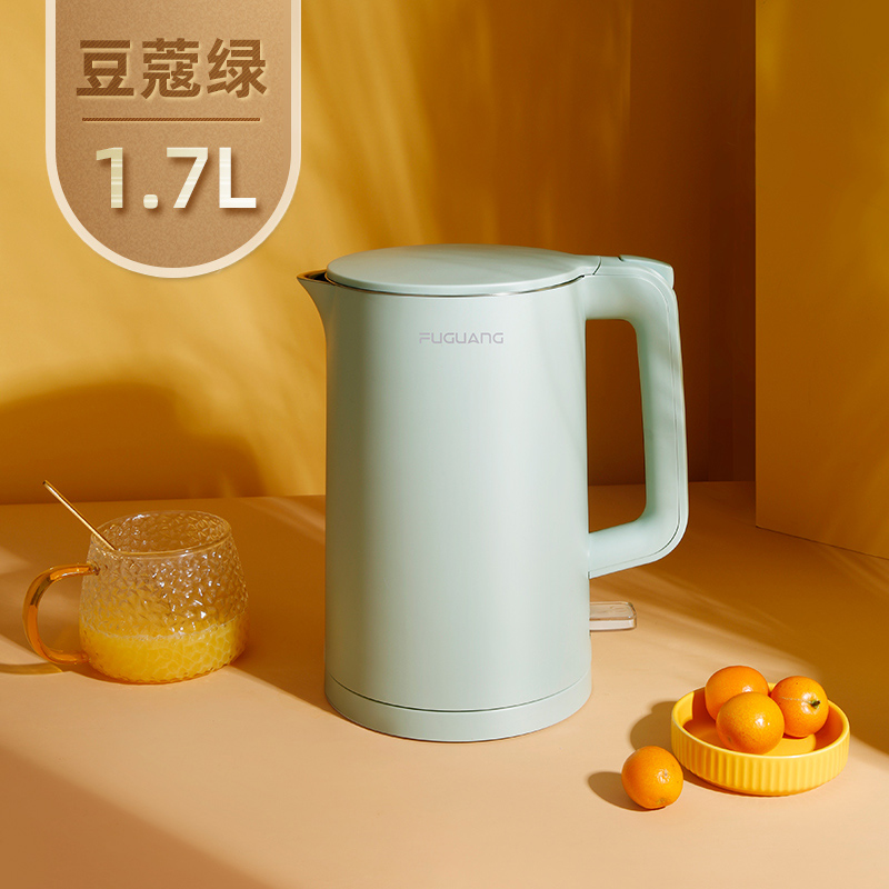 富光电热水壶 烧水壶WFD3014系列 大容量家用304不锈钢自动断电开水壶 豆绿1.7L
