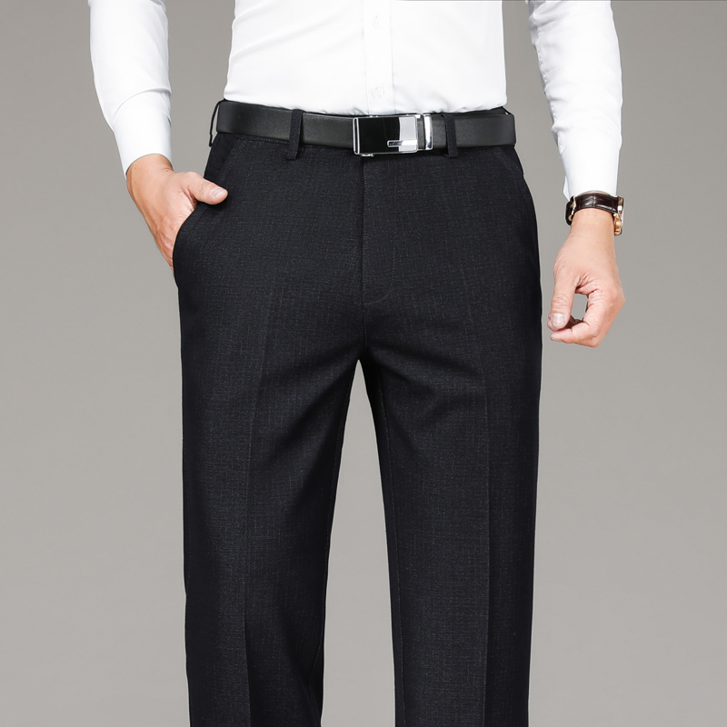 金盾kindon夏季薄款天丝中年西裤男直筒长裤子免烫西装裤宽松商务正装