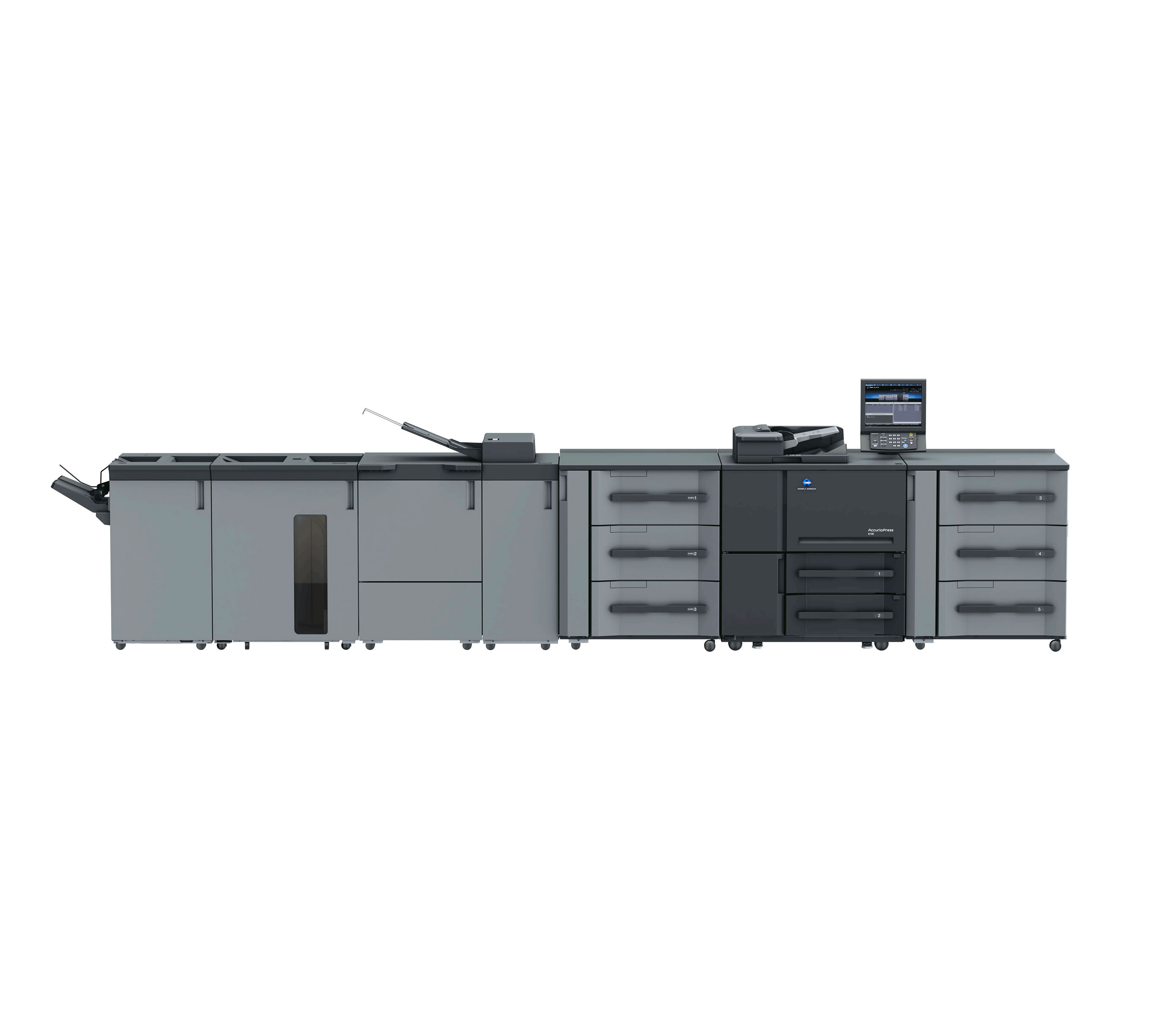 柯尼卡美能达 AccurioPress 6120 智能数字化黑白生产型数字印刷系统 主机+鞍式装订+三层大容量纸盒高清大图