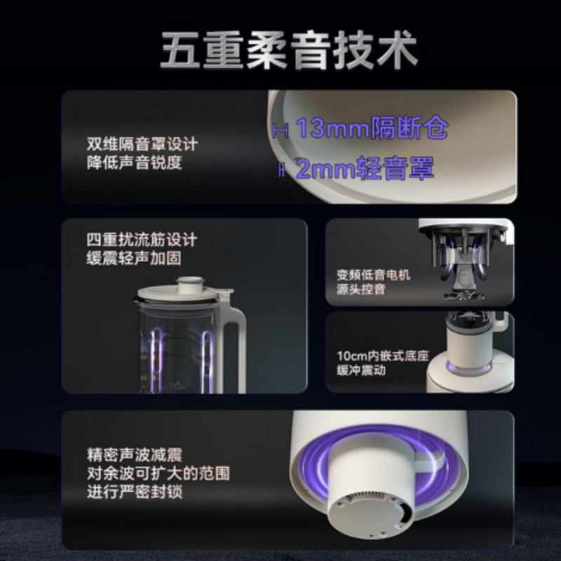 帝伯朗花样系列-云漫柔音破壁机家用豆浆机搅拌机高清大图