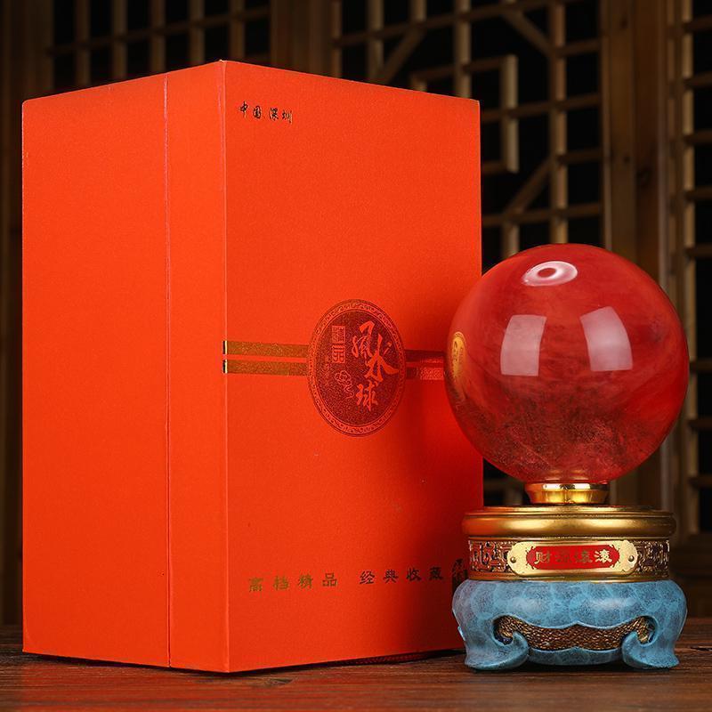 红水晶球摆件财源滚滚风水球家居博古架办公室桌书柜_900_146_223