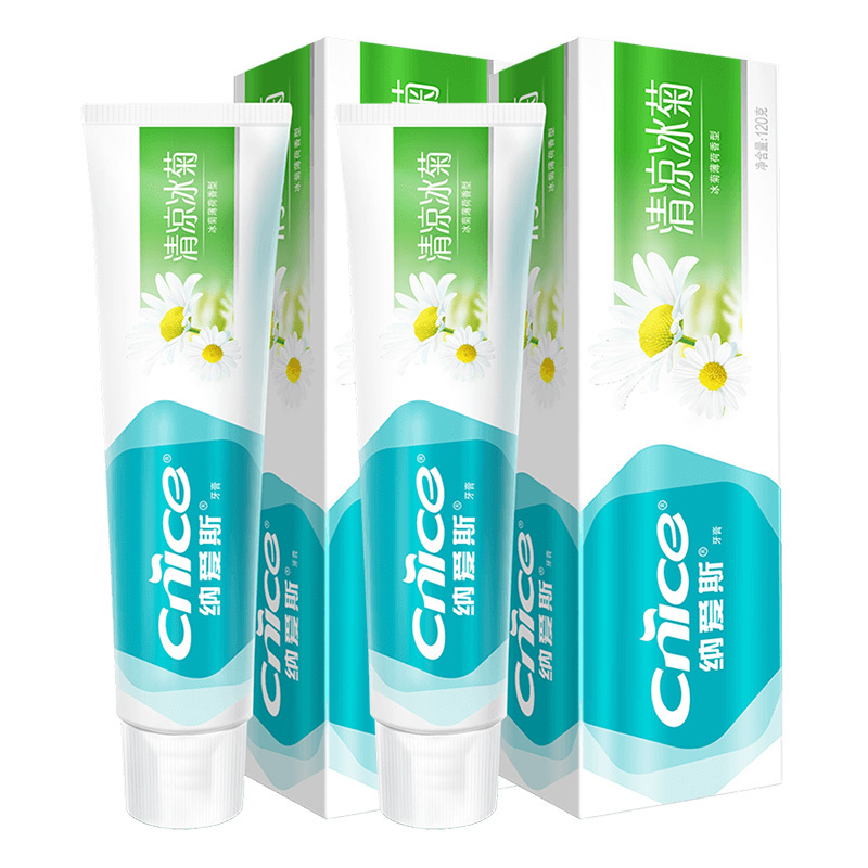 券后149免运费纳爱斯清凉冰菊自然盐白牙膏120g2盒去口臭烟渍洁白牙齿