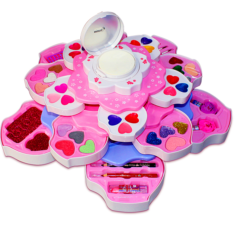雅妮公主开花朵儿童化妆品旋转化妆盒套装仿真彩妆女孩玩具甜心美妆