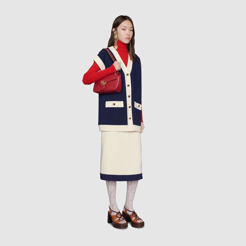 GUCCI 古驰女包 MARMONT系列牛皮双G绗缝女士单肩包443497系列26cm*15cm*7cm