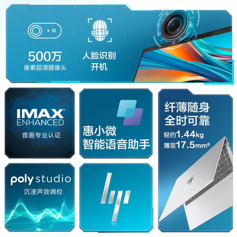 惠普(HP)星Book pro14 14-EW1059TU笔记本电脑14英寸学生网课商务办公窄边框轻薄本(酷睿Ultra7-155H 32G 1T SSD 2.8K)夜航蓝高清大图