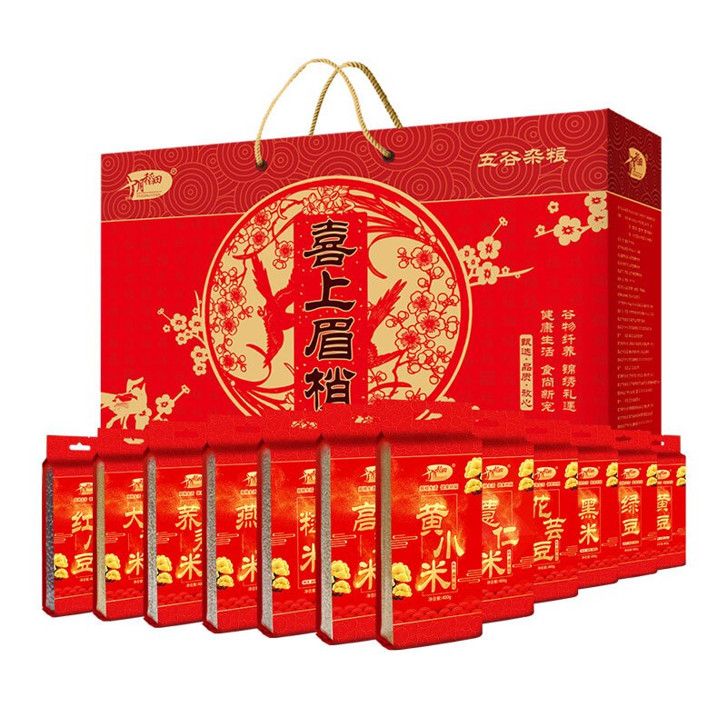 十月稻田 十二种杂粮礼盒 喜上眉梢( 礼物 五谷杂粮大礼包 粗粮400g*12)4.8kg