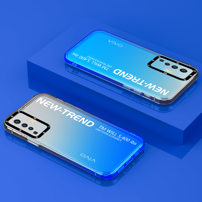 品托vivox50手机壳新款透明硅胶x50pro时尚男女网红渐变镜头全包防摔