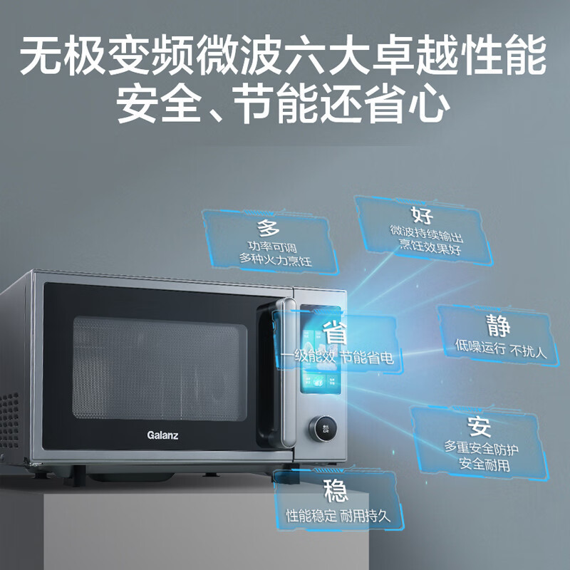 格兰仕(Galanz)微波炉 23升变频微烤一体机彩膜设计不锈钢内胆智能菜单 光波炉G90F23YeSLV-AQ(G0)高清大图