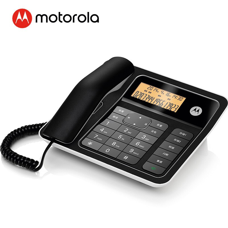 摩托罗拉(MOTOROLA)CT330C电话机座机固定电话 办公家用 双接口 语音报号 钢琴烤漆 (黑色)