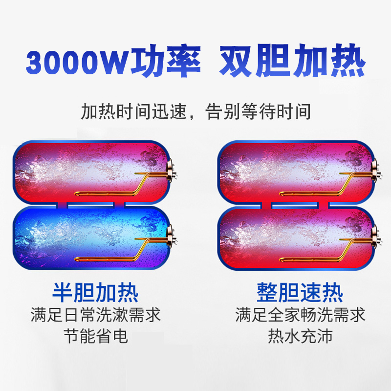 速热奇/SRQ-905 电热水器家用80升3000W速热储水式双防电墙即热壁挂遥控预约 80升 储水式