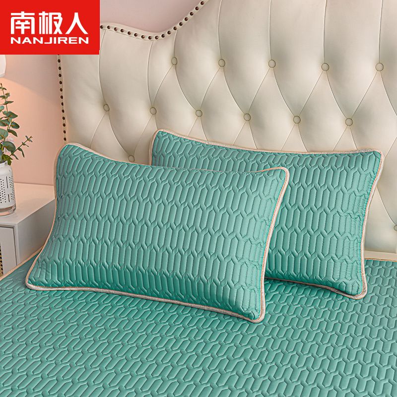 乳胶枕套一对装夏冰丝枕头套48x74cm成人单人一只装可水洗 天青色品质款 48x74cm乳胶枕套一对装