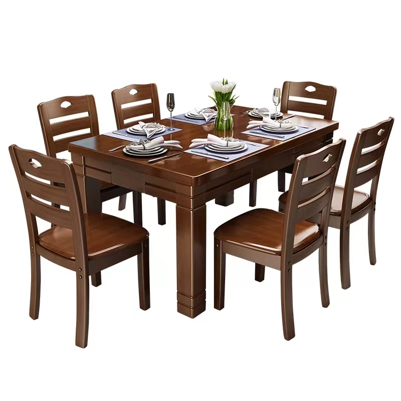 博林创实木餐桌椅 方桌+4椅 方桌1.45米 /套高清大图