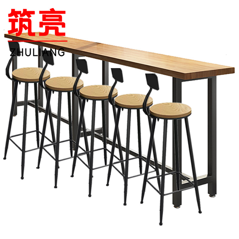 筑亮 吧台桌椅 280*40*105cm+5椅 套高清大图