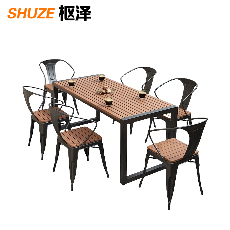 枢泽 户外餐桌椅组合 一桌六椅 套高清大图