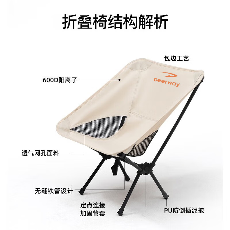 德尔惠Deerway户外折叠便携太空椅 38*39*33*71cm高清大图