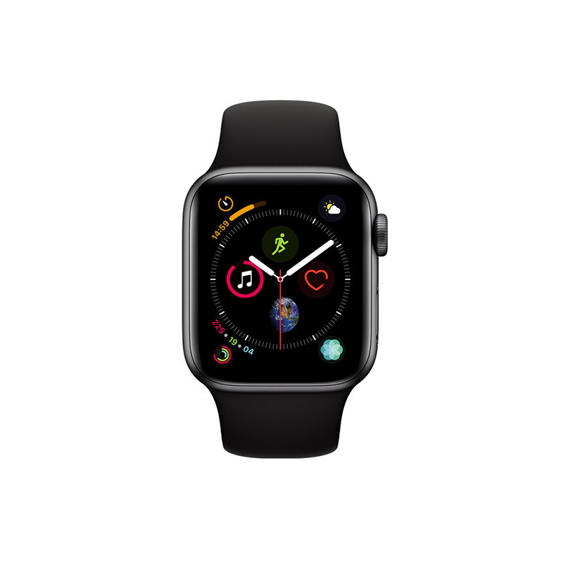 苹果Apple Watch Series 4 GPS 苹果智能手表4代深空灰色铝金属表壳搭配黑色运动型表带50防水 港版 44mm