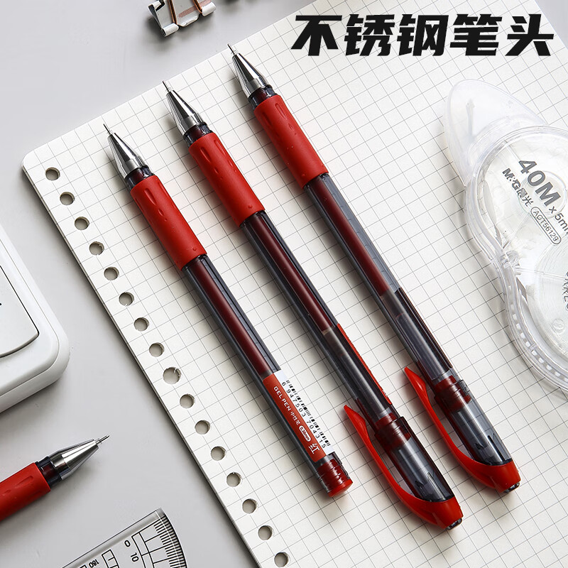 晨光(M&G)拔盖中性笔黑水晶AGP63201红0.38高清大图