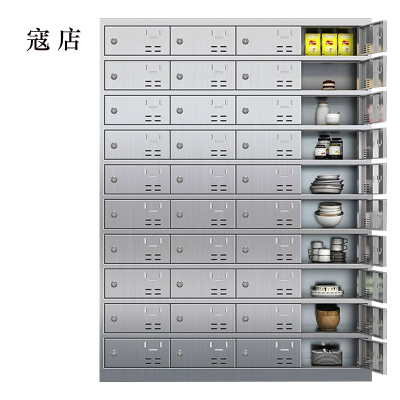 寇店304不锈钢食堂带锁餐具柜40门餐盘柜碗柜钥匙锁1800*1350*400