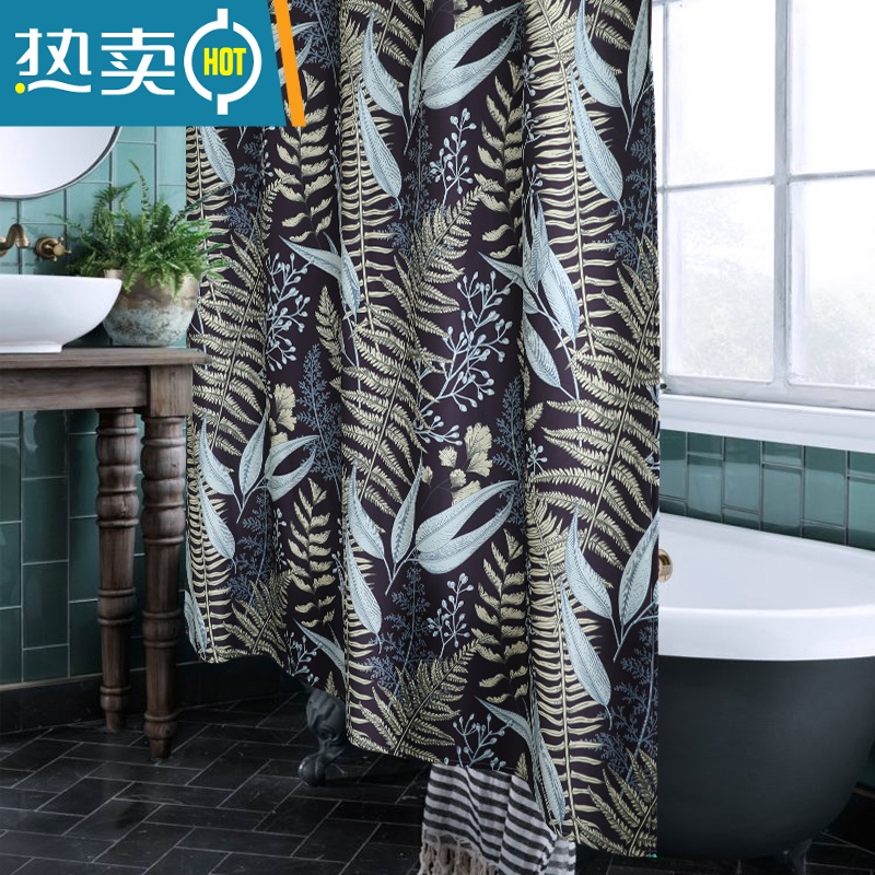 敬平卫生间浴帘防水布套装浴室门帘加厚挂帘免打孔洗澡隔断帘高清大图