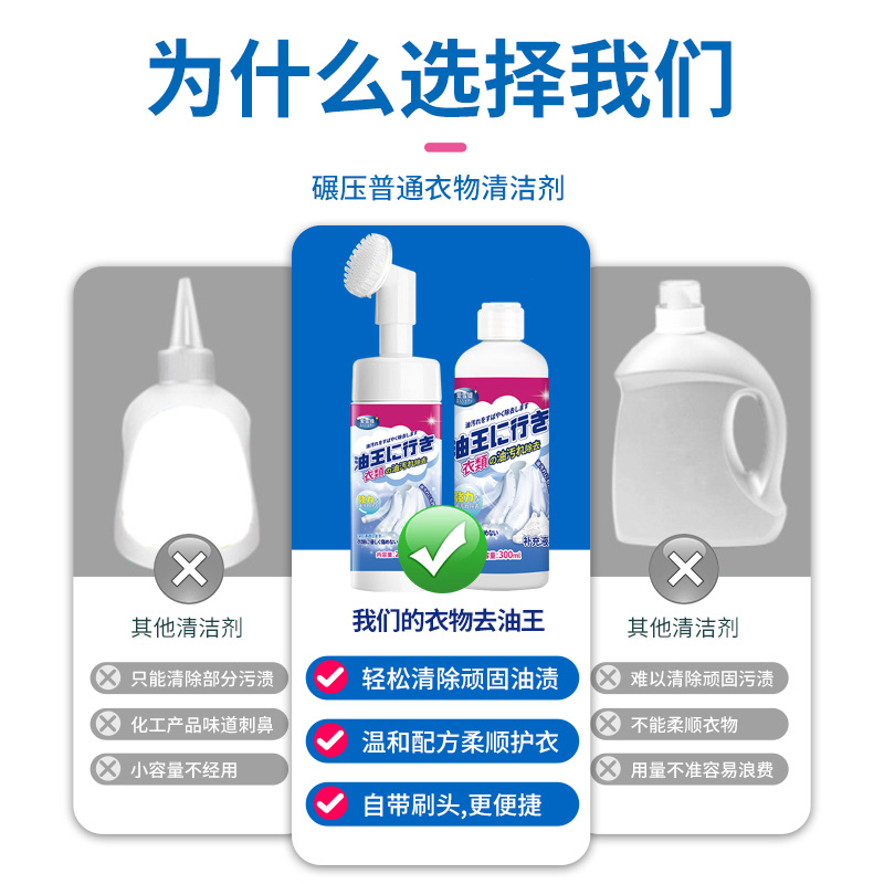 1套装去油渍白色衣服污渍神器去油王活性酶衣物去污剂油迹清洗去渍清洁高清大图