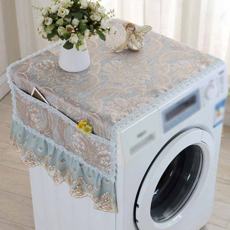 布艺防晒蕾丝洗衣机罩套子海尔松下小天鹅美的lg全自动波轮滚筒罩- 60