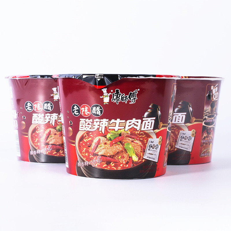 康师傅 老陈醋酸辣牛肉 桶面 12桶/箱