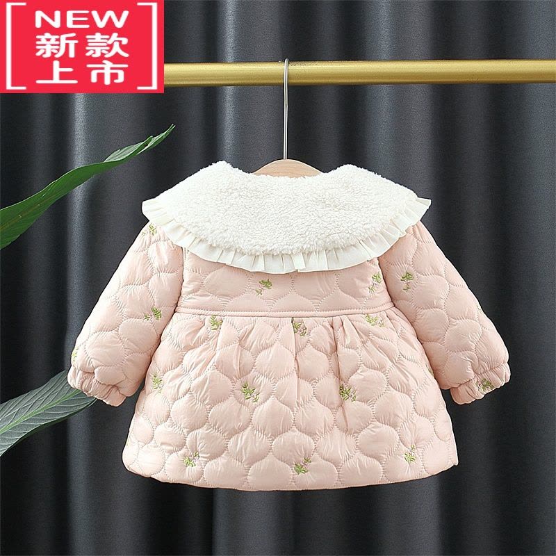 可莉允女童秋冬装2022新款宝宝加厚娃娃领外套1岁3儿童小清新棉袄外套棉服图片