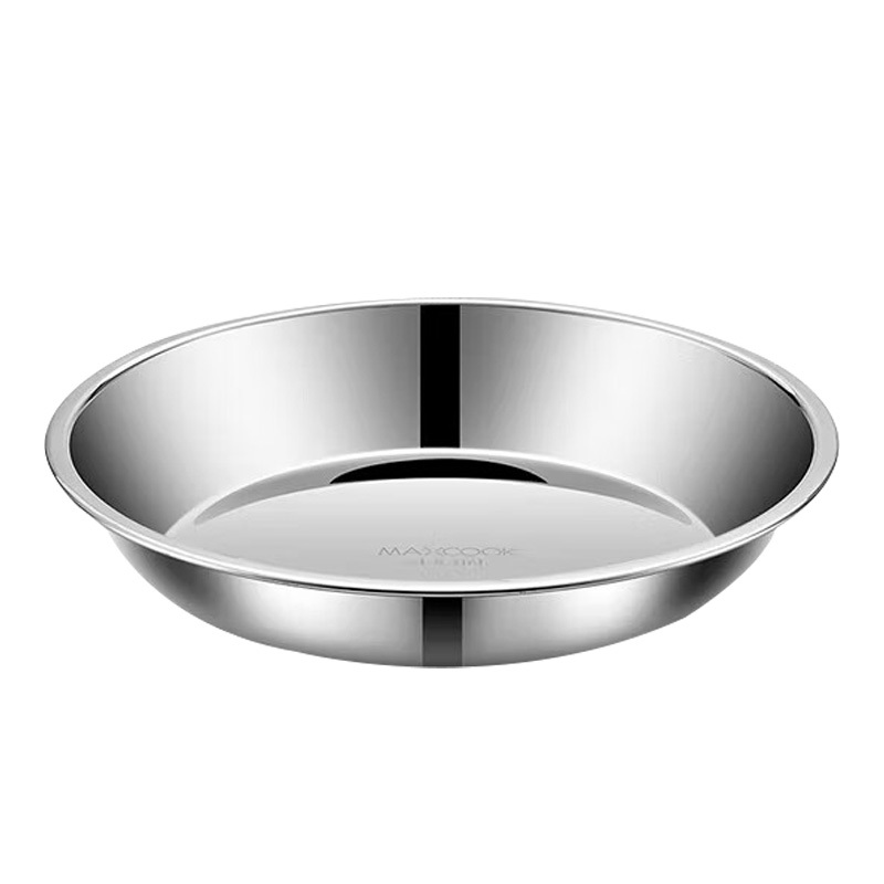 美厨平底盘碟30cm加厚耐摔大容量316L不锈钢MCWA1786