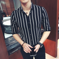 美师理店型师酒吧KTV服务员工作服夏款男女生七分袖衬衫衣