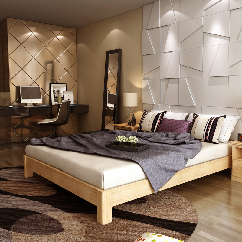 北欧实木床日式榻榻米床矮床现代简约无床头床架酒店民宿订做尺寸